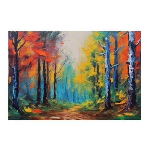 Poster forêt colorée GAEKKO créez une ambiance nature zen dans votre salon 50x50