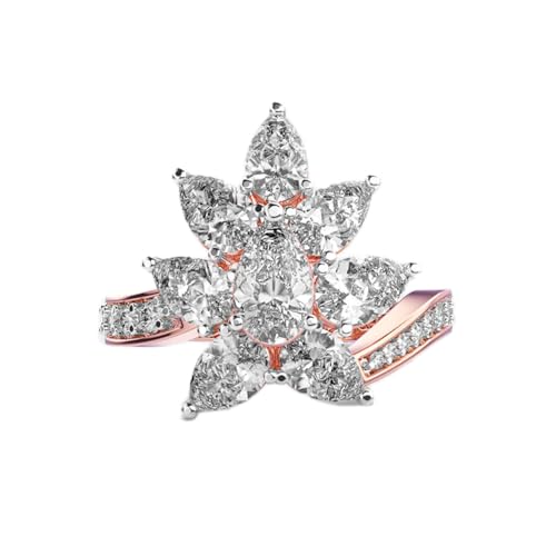Bague Miracle of Flowers en argent 925 et or rose sertie de moissanite pure
