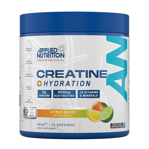Applied Nutrition Creatine + Hydration Powder | Creatine Monohydrate & Electrolytes for Hydration, Recovery & Energy Support | Citrus Burst | Informed-Sport Certified | 360g | 30 Servings