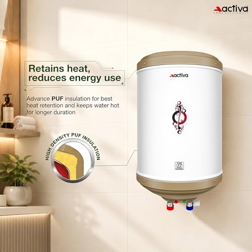 Image of ACTIVA Amazon 10L Storage Water Heater | 3kW Fast Heating | ISI Copper Heating Element | Anti-Rust Tank | ABS Body | BEE 5 Star Rated | Energy Efficient | 2 Year Warranty