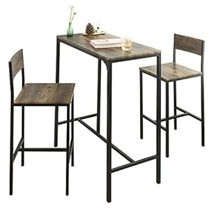 SoBuy OGT03-XL Bistrotafel | Bistro Meubelen | Tuin | Bartafel | 2 Krukken | 3- Delige Set | Tafel B89xL45xH100cm