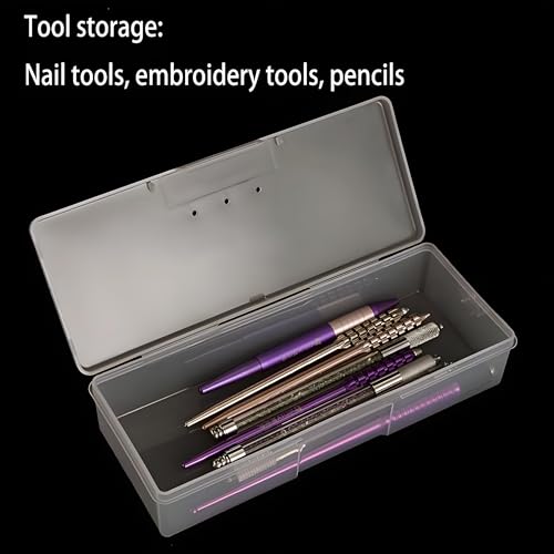Image of CHSZCHOMER 6-Pack Nail Storage Organizer with Breathable Lid, 7.5 inch x 3 inch x 1.5 inch Pink Blue Clear Plastic Box Case, Small Nail Tool Organizer Case for Nail Files, Makeup Brushes, Combs, Press on Nails