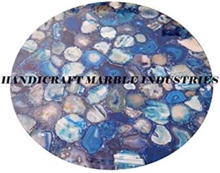 27" Inch Blue Agate Round Coffee Table, Agate Table, Stone Coffee Table, Agate Table Top, Agate Coffee Table, Agate Side Table Home Decor