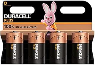 Duracell - Plus D, Alkaline Flashlight Batteries, Pack of 4, 1.5 Volt LR20 MN1300