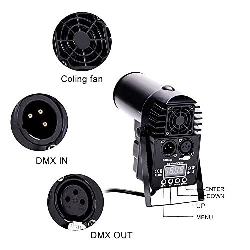 UKing 10W Projecteurs Pin Spot RGBW 4 IN 1 Lumière de Scène ,Projecteur pour Boule à Facettes avec DMX512, Lampe de Scene Clarté zoomable pour Disco Club Church Soirée