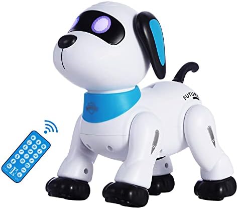 YIMAN Remote Control Robot Dog Toy, Programmable Interactive & Smart Dancing Robots for Kids 5 and up, RC Stunt Toy Dog with Sound LED Eyes, Electronic Pets Toys Robotic Dogs for Kids Gifts