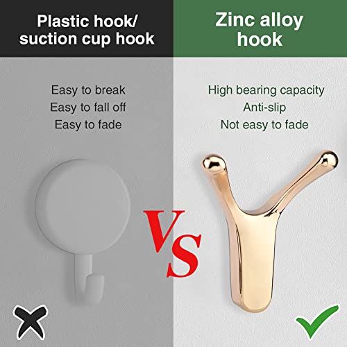 3Pack Towel Hooks - Y-Shaped Zinc Alloy Bathroom Hooks - Heavy Duty Waterproof Wall Mounted Towel Hook Robe Hook For Bathroom Livingroom Kitchen Hanging Towel Coat Shower Brush #TOP7