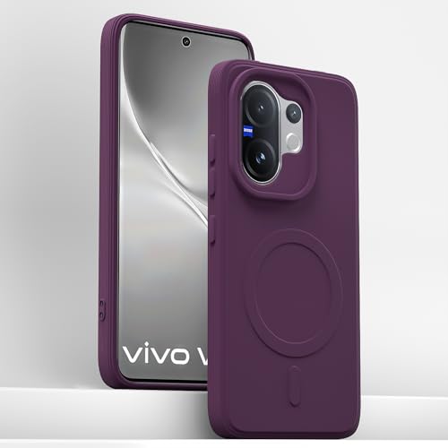 Image of Outlouders Back Cover for Vivo V60 5G / Vivo T4 Pro 5G Soft Matte Silicone Cover with Slim Fit | Mag-Safe Logo (Not Mag-Safe Compatible) | Shockproof | Camera Protection Bumper Case (Purple)