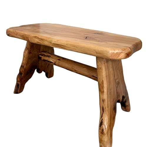 TJ Global Natural Edge Cedar Wood Tree Stump Indoor/Outdoor Stool, Garden Bench, Night Stand, End Table, Plant Stand - L28 x W14 x H17.5