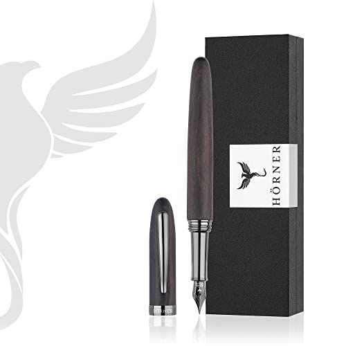 Hörner Imperius I Hochwertiger Holz-Füllfederhalter I Premium Geschenkbox I Füller aus Holz I Wechselbare Feder I Strichstärke M I Ebenholz I Ergonomisches edles Design