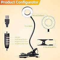 Foneso Klemme Lampe,48 LEDs Dimmbare Leselampe Bett(Schwarz) – Ansicht 6