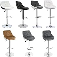 Pack 2 Taburetes Altos de Cocina con Respaldo y Reposapiés en Acero Cromado, Regulable en Altura, Taburetes de Bar Giratorios de Cuero Sintético, Altura del Respaldo 38cm (2, Camel-Blanco)