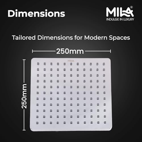 Image of Mila Gleam Rain Shower| Chrome Finish Square Overhead Shower | 250 * 250mm Ceiling Mounted | ABS Body| Single Function Rainfall Shower for Broad Coverage & Water Efficiency| (Without Arm)