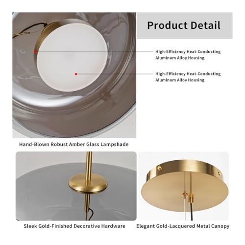 Suspension LED dorée intensité variable et couleur réglable par télécommande 15" - 6