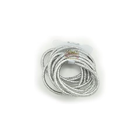 PrettyBoutique Set of 12 4mm Thick Glitter Endless Snag Free Hair Elastics Bobbles Bands Ponios (Silver) Cover