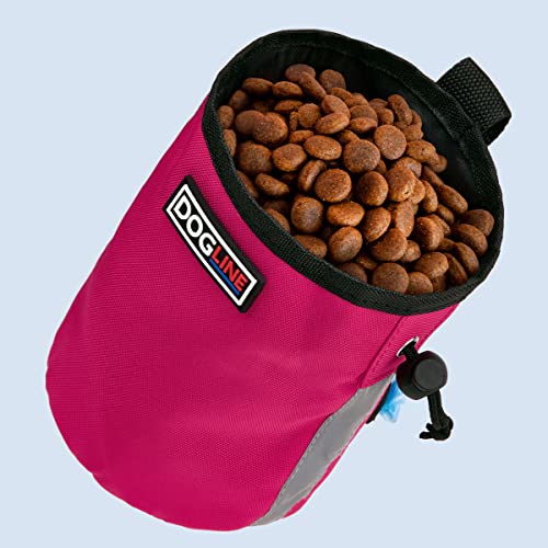 Image of Dogline Dog Treat Pouch: Puppy Training Bag, Pet Kibbles and Snacks Holder, Litter Waste Bags Dispenser with Adjustable Drawstring Closure, Large Capacity with Mesh Pocket, Strong Nylon Material