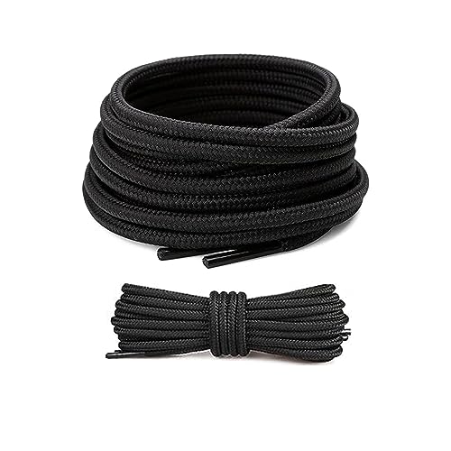 FIHODONE 2 Doppio di Alta Qualità Lacci Scarpe Neri,4mm Lacci Elastici per Scarpe Adulti Tondi,120cm Stringhe Elastiche per Scarpe Bambini，Applicabile a Lacci Air force 1,Boot etc.
