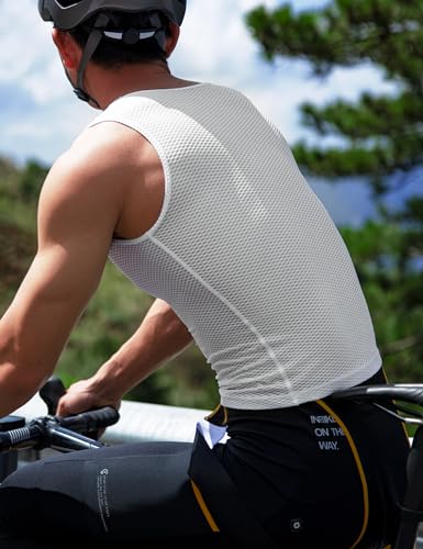 INBIKE Radtrikot Herren Ärmellos Fahrrad Unterhemd Rennrad Trikot Kurzarm Sommer Fahrradweste Leicht Atmungsaktiv Reflektierend Radweste Weiß M-L