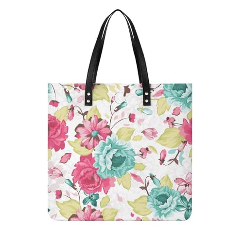 Sac shopper fleurs en aquarelle, le grand tote bag 39x39cm qui résout le manque de place