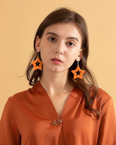 4 Pairs 80s Neon Earrings for Women Star Circular Oval Jewelry Retro Neon Dangle Earring for 80S Costume Dancing Party Accessory2