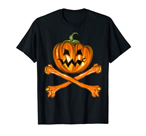 Pumpkin Skull and Crossbones Vintage Halloween Costume T-Shirt