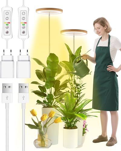 beautiebeam Wachstumslampe für Zimmerpflanzen, LED Grow Light Full Spectrum,132-155cm höhenverstellbar, automatischer Timer,niedrige Sicherheitsspannung 5V, ideal für große Lichtpflanzenm,Bambus,2PCS