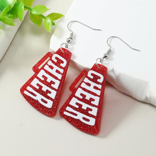 Glitter CHEER Megaphone Earrings Cheer Game Day Earrings Football Rugby Ball Sports Cheerleading Team Sports Fans Favors4