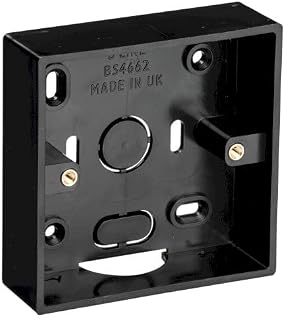 UK Electrical Accessories Black D-Line 1 Gang Or 2 Gang / Single Or Double Surface Mounting Backbox / Pattress 28mm Deep (Double)