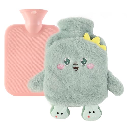 RoxNvm Wärmflasche 1L, Wärmeflasche mit Weichem Bezug, Wärmflasche Flauschige Kuschelig, Hot Water Bottle, Bettflasche für Erwachsene, für...