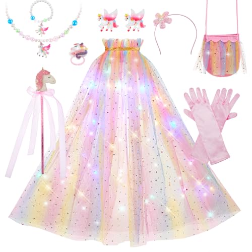 Anpro Princess Dress Up Clothes Cape, Light Up Girls Costume Cape
