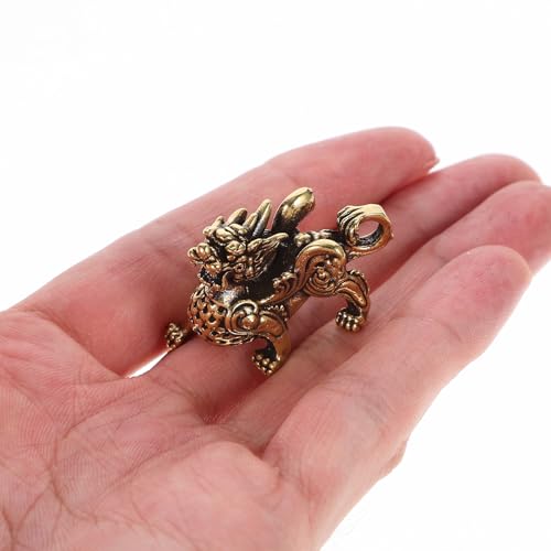 Estatuas Feng Shui de Latón Kylin 2 Piezas miniatura 5