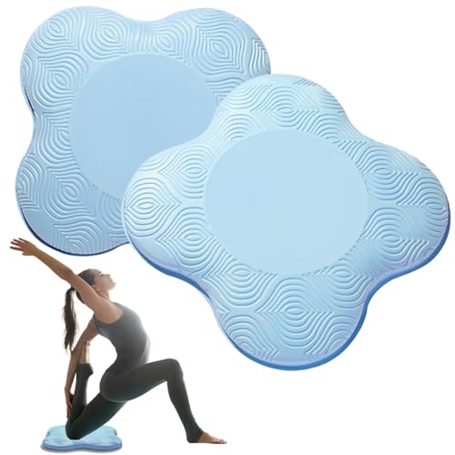 MBHKRRS 2 Pack Yoga Knee Pads Mat Set - Extra Thick Foam Kneeling Pad Cushion for Knees Elbows Wrists Head - Yoga Essentials for Women Men Non-Slip Pilates Meditation Floor Workouts (blue)