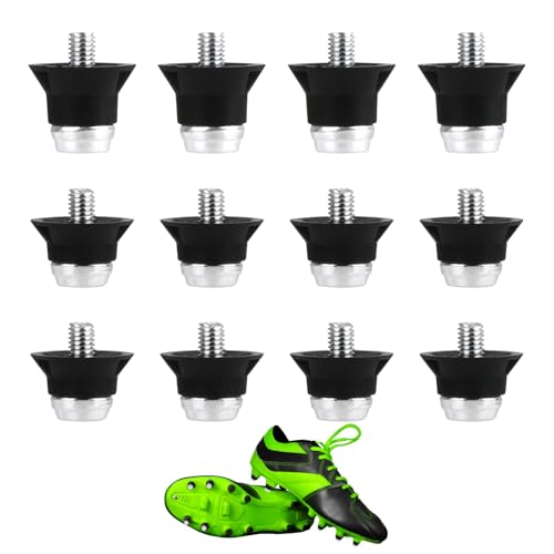 12PCS Football Studs Replacement Rugby Boot Studs,Plastic Thumb Boots Studs Metal Tipped Rubber Studs Nylon Football Soccer Studs for Adidas Nike Kooga Boys Adult Shoe,2 Sizes Black(13mm & 16mm)
