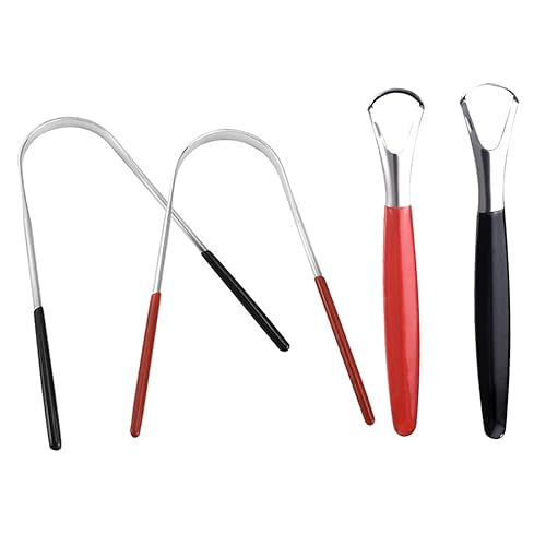 Exceart - 4 unidades de raspadores de lengua oral de acero inoxidable para reducir el mal aliento de lengua limpiadores de lengua herramientas de