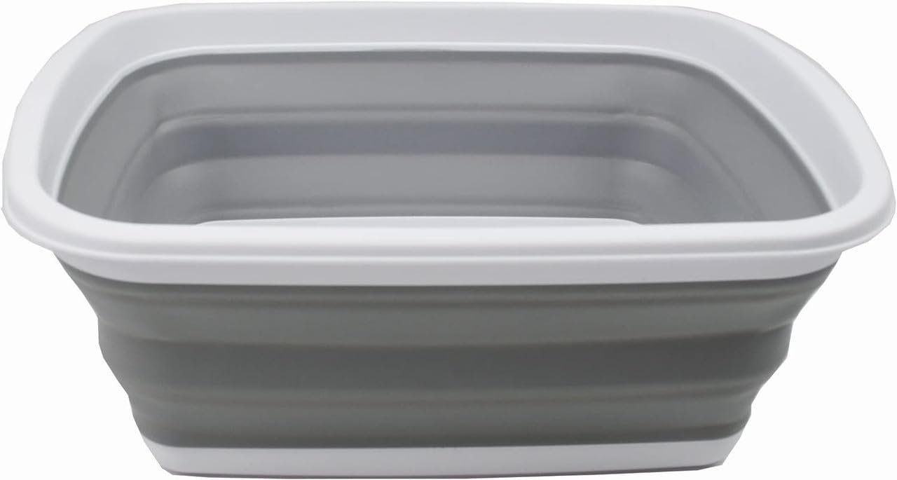Olpro Grey Outdoor Leisure Products Large Collapsible Washing Up Bowl, Collapsable Design Saves Over 60% Of Space, 6.2L Capacity, None Slip Feet