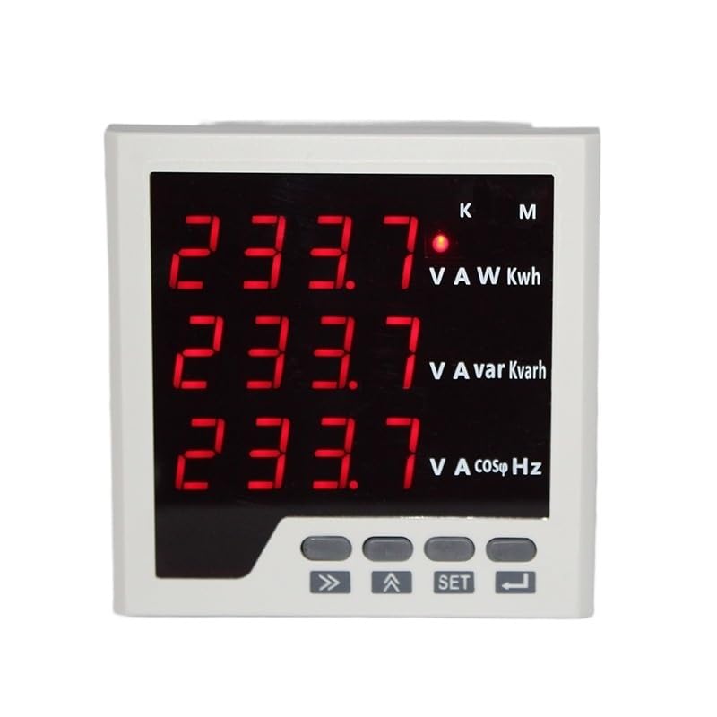 Multifunction Power Meter A V W kWh cos Hz VAR Panel Meter with RS485 Communication Modbus-RTU Protocol with 3 pcs Current CT (Color : AC0-250A, Size : 80 * 80mm)