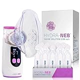 Hydra-Neb Mesh Humidifier & Saline Bundle - Suitable for Adults, Kids & Babies - Portable, with 0.9% Saline Solution - Hand Held, Warm Mist, Suitable for Hypertonic & Isotonic Solutions