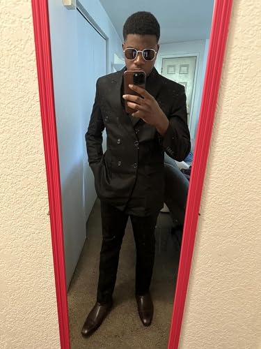 Men's Double Breasted Suit Blazer Slim Fit Casual Sports Coat for Wedding Peak Lapel Business Suit Blazer(1 Jacket)2