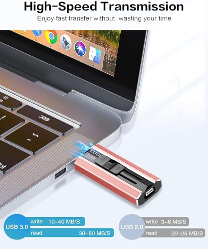 Image of EATOP USB3.0 Flash Drive 256GB Phone Memory Stick Storage for Photos and Videos, External Memory Storage Flash Drive Compatible with iPhone iPad Android and Computers (Pink), 256GB-Pink