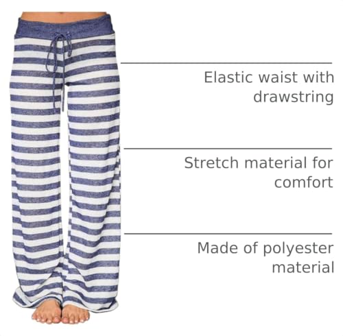Image of AMiERY Women's Comfy Casual Pajama Pants Floral Print Drawstring Palazzo Lounge Pants Wide Leg