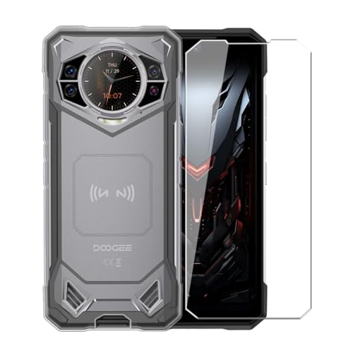 WDMYLFTW Case for Doogee S200 / Doogee S200X + Glass Screen Protector Tempered Film - Transparent Silicone Soft Flexible Bumper Shockproof TPU Protective Cover Shell (Clear)