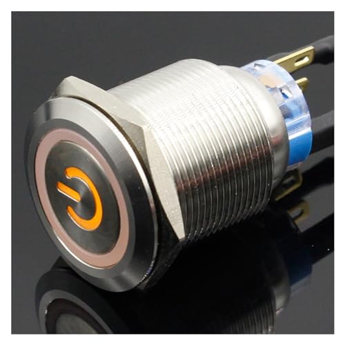 Interrupteur bouton d'alimentation 22mm en acier jaune 220V pour klaxon et PC