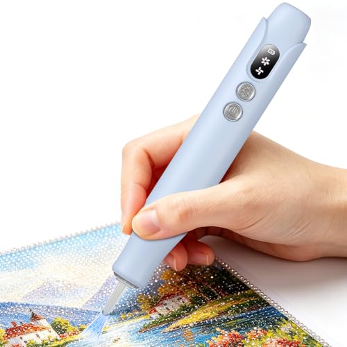 Tolcuez Electric Diamond Painting Pen, Cordless Diamond Art Tools with LED Lights, Low Noise Rechargeable Diamond Art Pens Electric for Diamond Painting Accessories & Diamond Art Supplies (Blue)