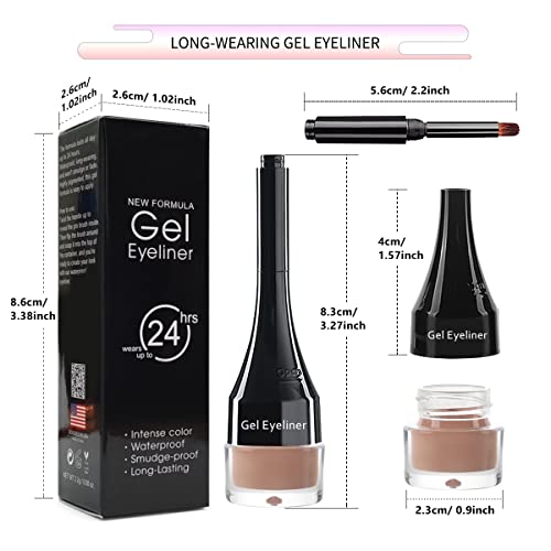 Lsxia 2-In-1 Gel Eyeliner Set, Tattoo Eyeliner Waterproof Smudge Proof Eyeliner Gel Eye-Liner Pot Cream Eyeliner Tool With Gel Liner Brush, High Pigment Eye Makeup Gel Eye-Liners For Women (Nude) #TOP1