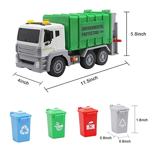 Garbage Truck Toy with 4 Rear Loader Trash Cans Dump Toy Truck Play Vehicles Car