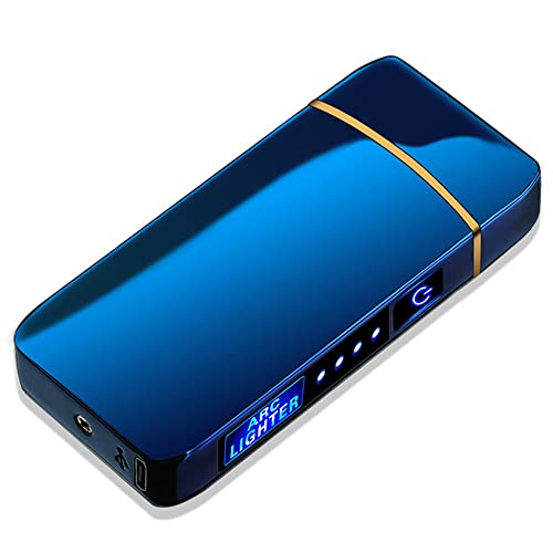 Briquet USB Rechargeable Plasma Double Arc Coupe-Vent ÉLectrique Fumer pour Femme Cadeaux (Bleu) Cover