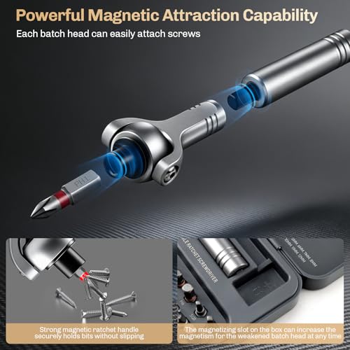 Magnetic Screwdriver Set​ 40-in-1 ​Ratchet Screwdriver Tool Kit​ with 270° Ball-Joint Handle - Portable CRV Bits Precision Repair Tool Set for Electronics,Computer,Phone,Bikes, Watches,Camera — view 6