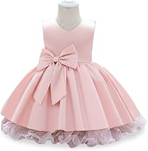 Niren Enteprise Girls Frock Sleeveless V-Neck Satin Bow Full Flare Party Dress