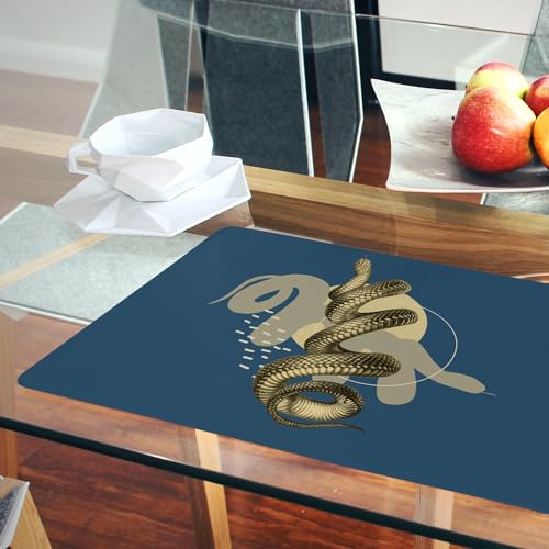 Sets de table en liège bleu style gravure ancienne napperons de qualité pour table chic
