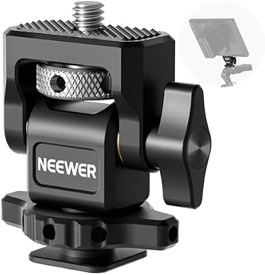 NEEWER Soporte para Monitor de Cámara con Adaptador de Cold Shoe, 1/4" Tornillo para 5" y 7" Monitor de Campo Compatible con Atomos Ninja V, 180° Amortiguación de Inclinación 360° Giratoria, MA002